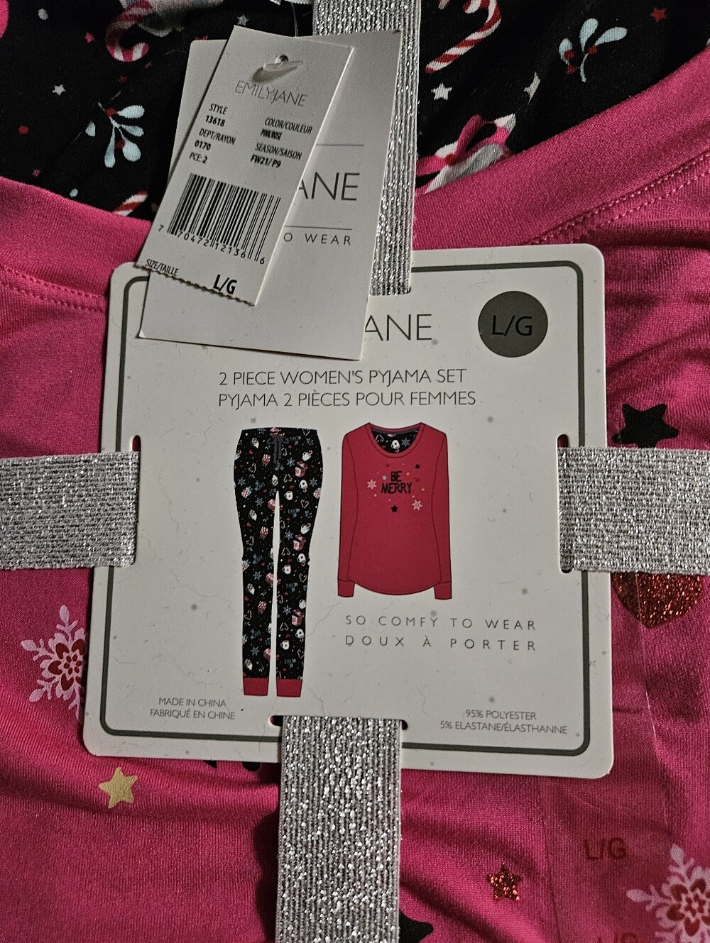 Womans Pink 'Be Merry' Pajama Set